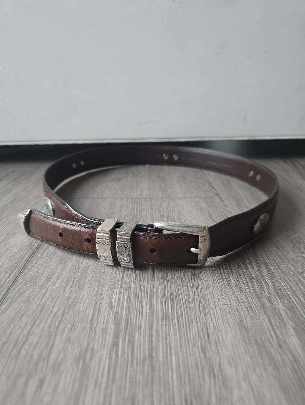 Golf Concho Leather Belt Mens 36 Brown Tapered Silver Ranger Buckle Top Grain